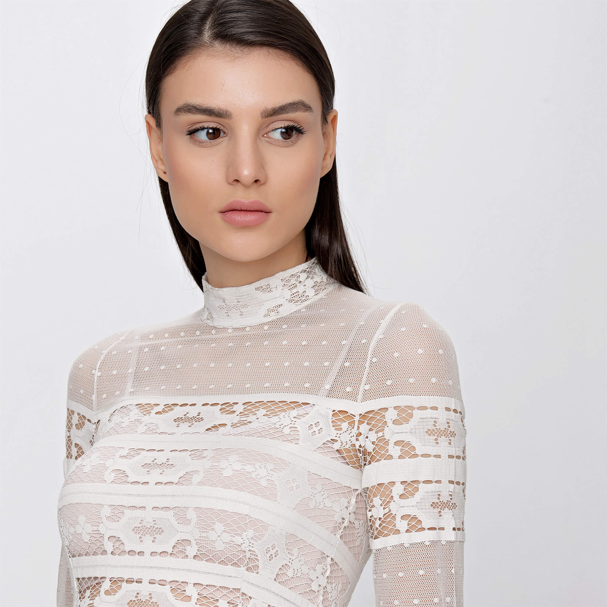 Christian Dior - Ivory Lace Stand Up Collar Dress